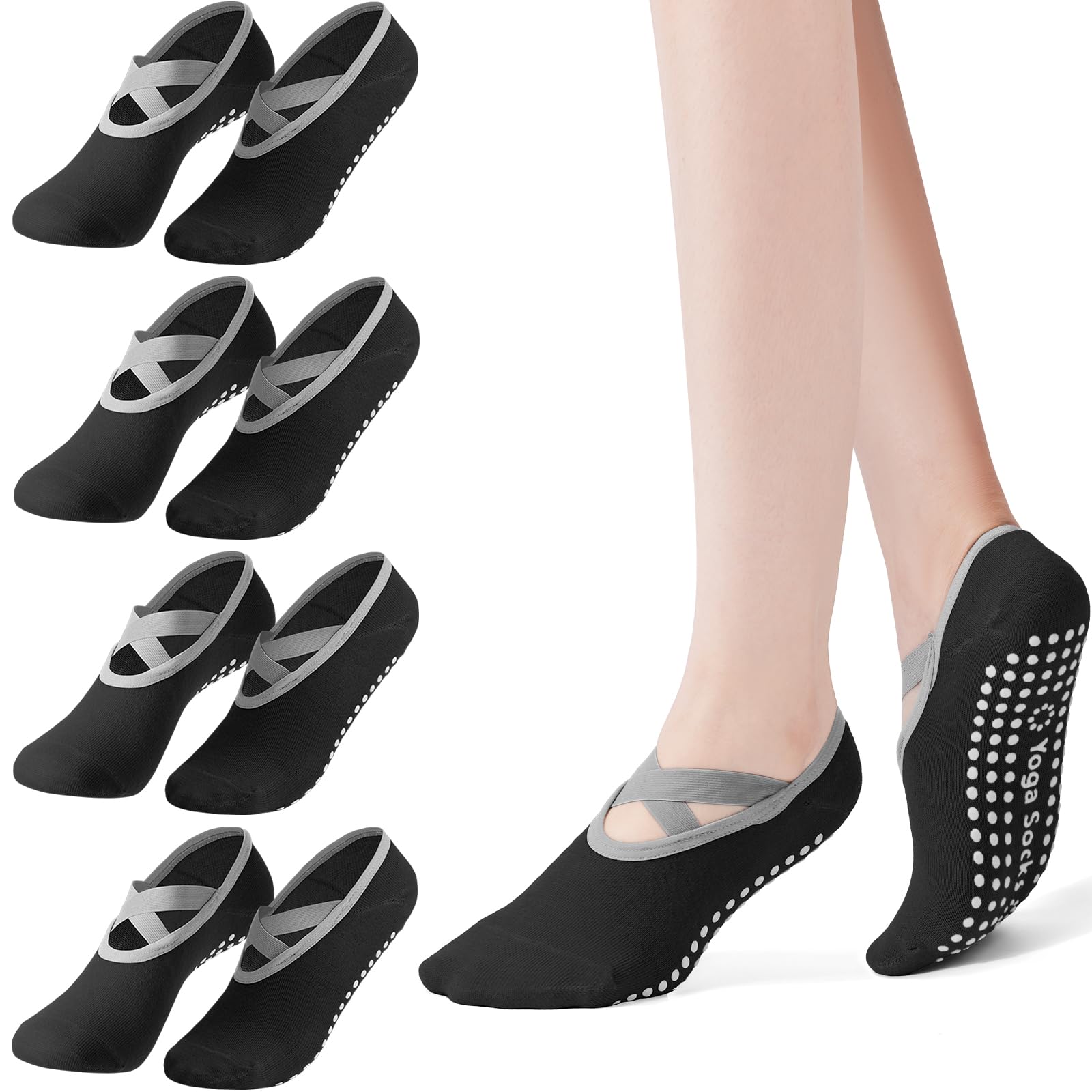 Medias Para Pilates Y Yoga - مجموعة من 4 أزواج من جوارب