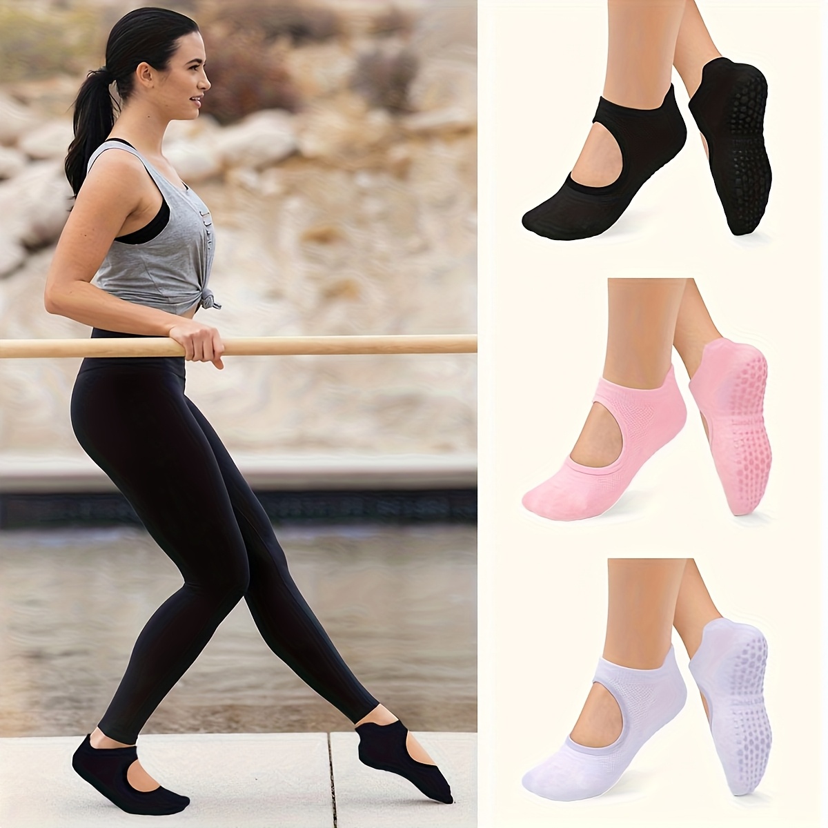 عدم الانزلاق قبضة النساء الجوا - مراجعة Medias Para Pilates Y Yoga وسعره