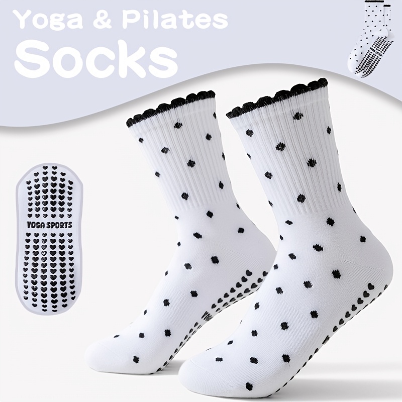 جوارب يوغا نسائية بيضاء بنقاط  - مراجعة Pilates Yoga Gifts وسعره
