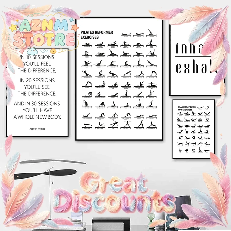 ملصق مخطط تمارين البيلاتس، لوح - مراجعة Pilates Yoga Gifts وسعره
