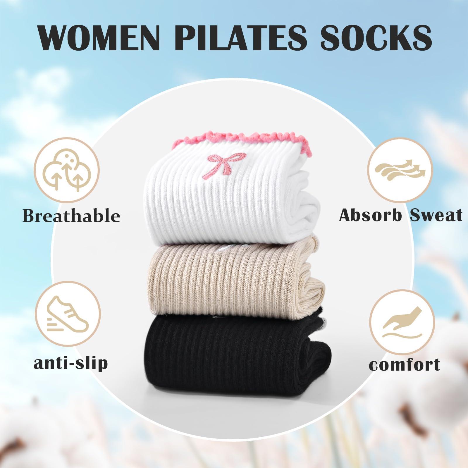 زوج واحد من جوارب البيلاتس الم - مراجعة Medias Para Pilates Y Yoga وسعره